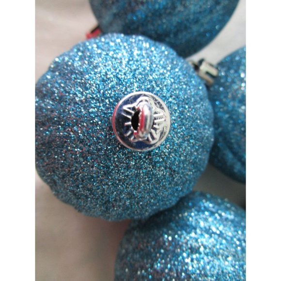 Shatterproof Sky Blue Glitter Ornaments Smooth Ribbed Eight GUC - Picture 6 of 11